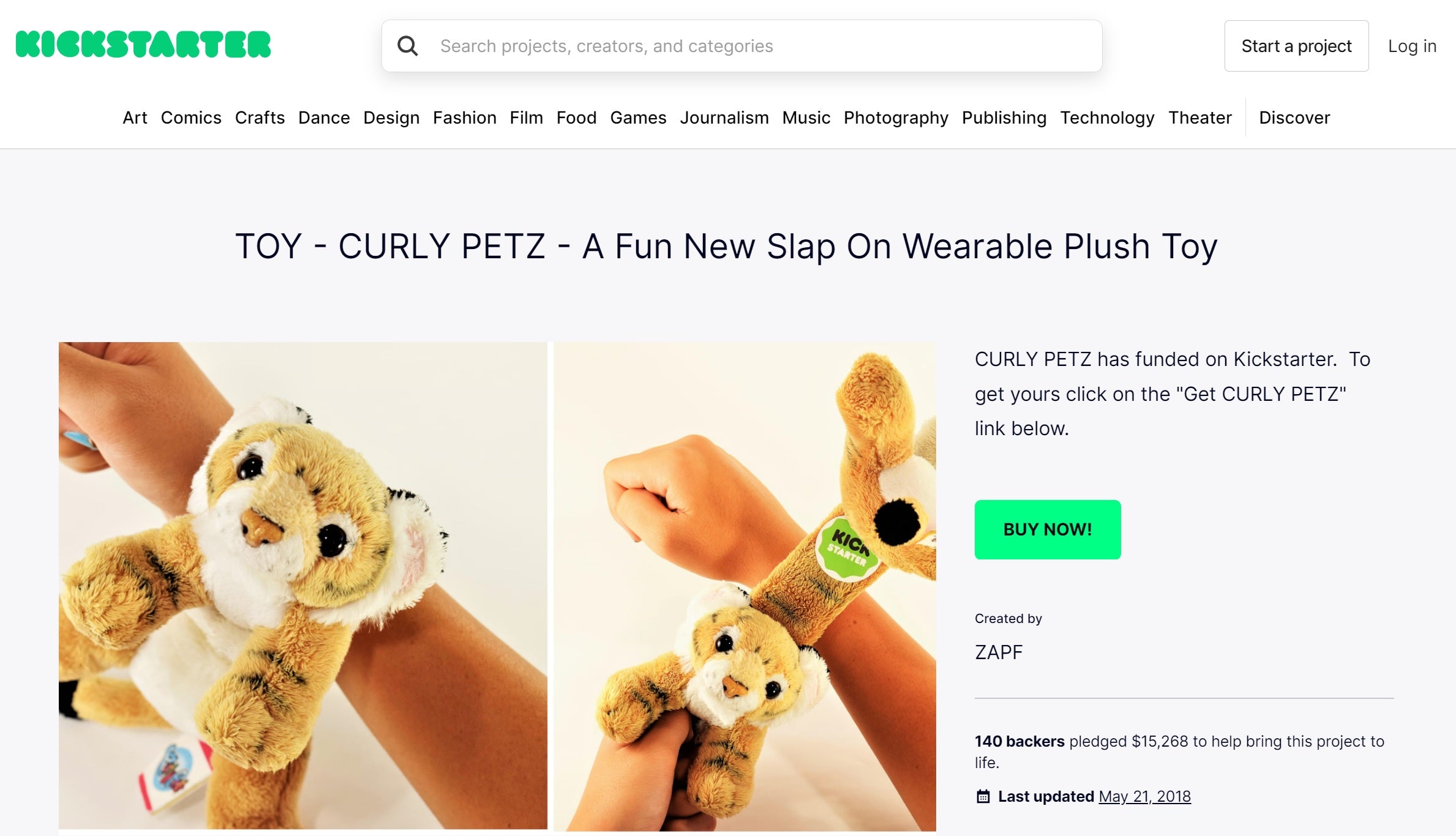 Curly Petz Kickstarter page